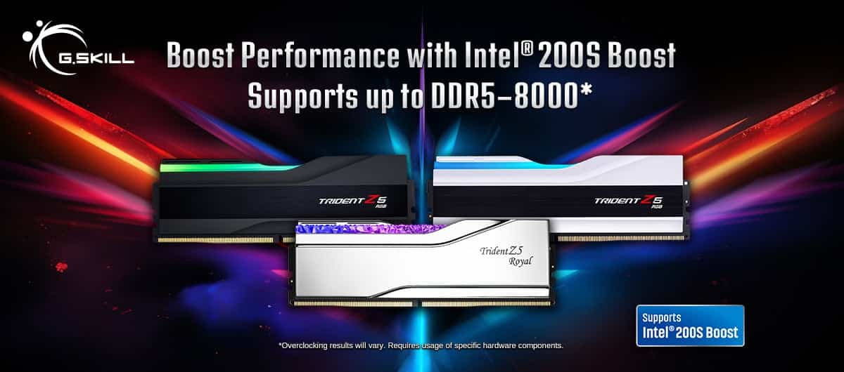 G.SKILL DDR5 Memory Kits Now Compatible with Intel 200S Boost