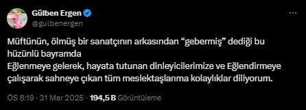 Gülben Ergen'den Sert Tepki