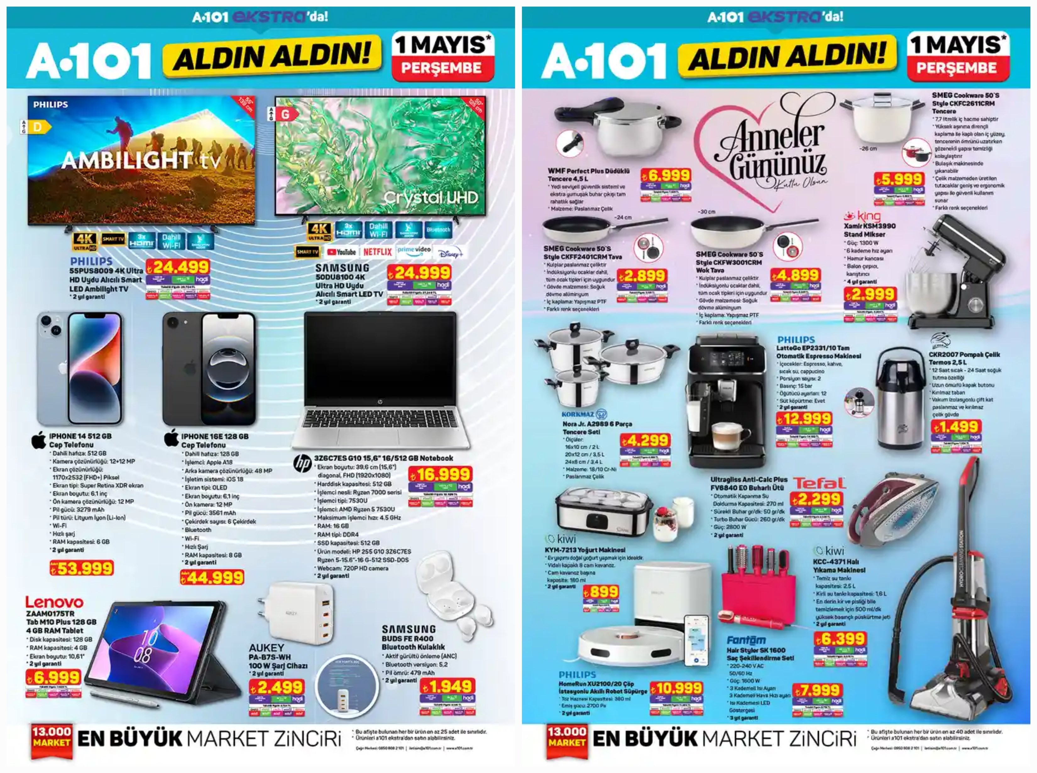 1 Mayıs A101 Ekstra Teknoloji Ürünleri