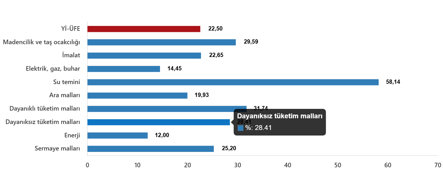 Yİ-ÜFE Değişim Oranları (%) - Nisan 2025