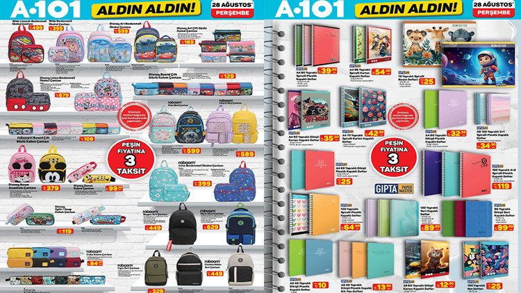 A101 OKUL MALZEMELERİ YENİ AFİŞİ 28 AĞUSTOS 2025 || A101 Aldın Aldın aktüel kataloğu bu hafta neler sunuyor? A101 broşürü ile kırtasiye ürünleri, çaycılı dijital su sebili, şarjlı masaj aleti satışa çıkıyor