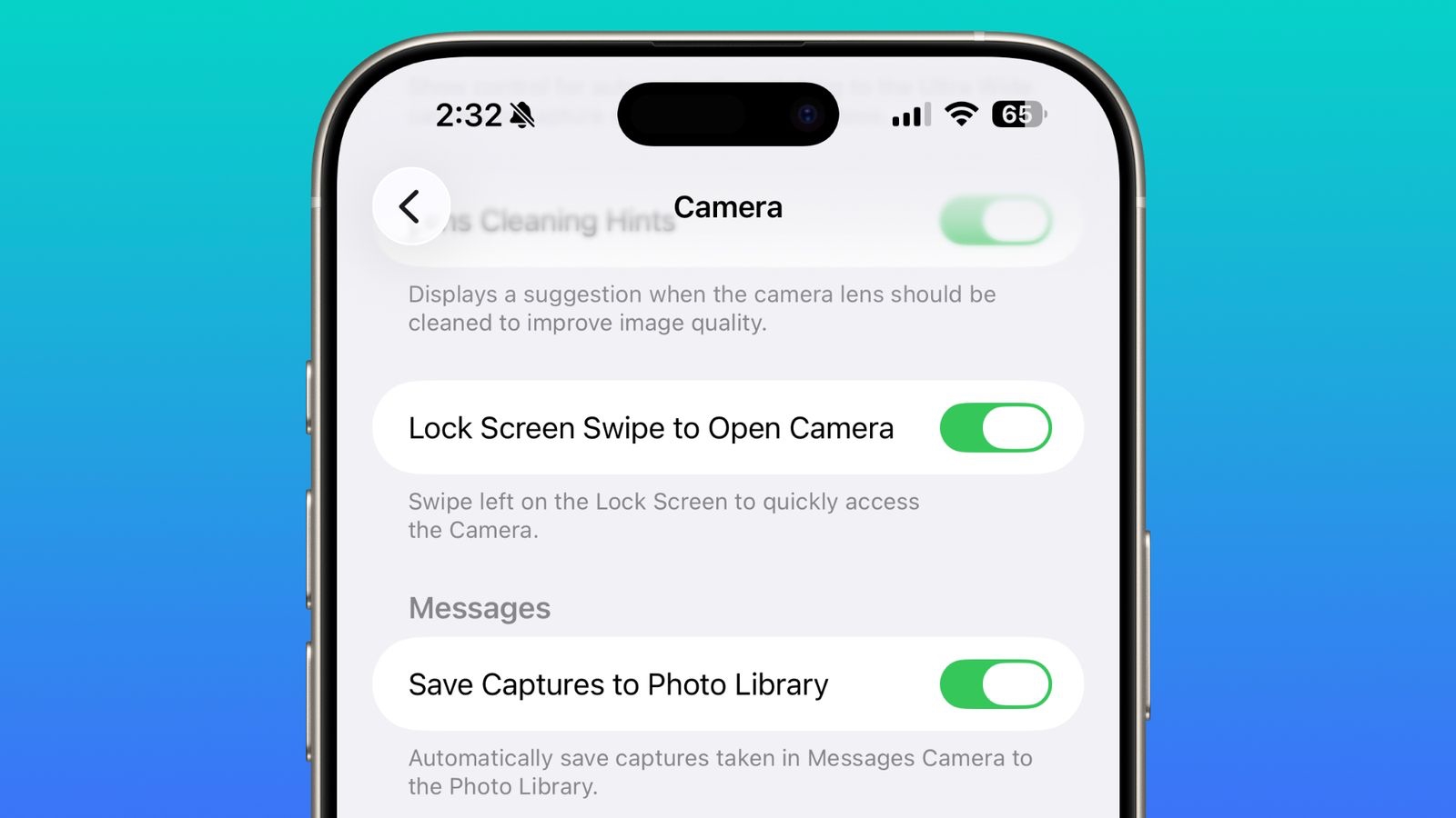 Lock Screen Camera Gesture Control