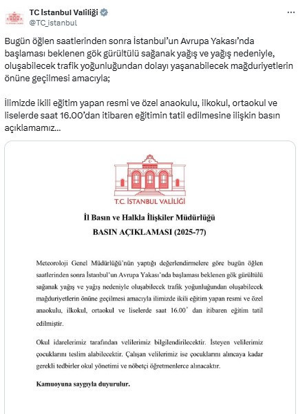 İstanbul'da Sağanak Yağış Uyarısı