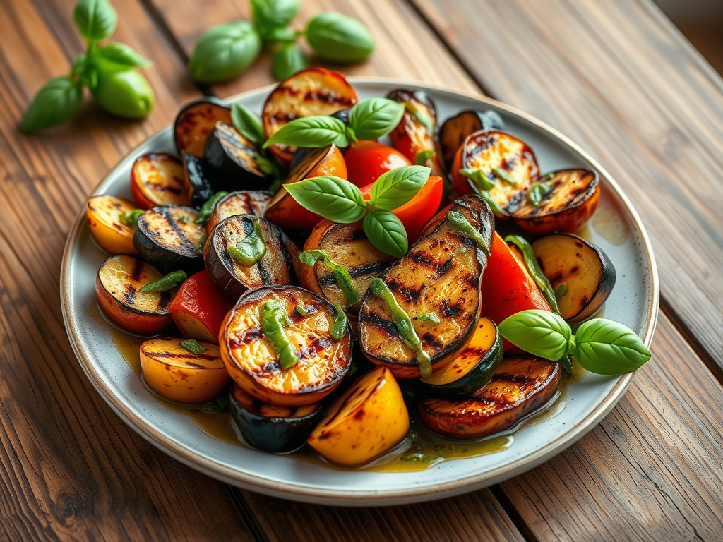 Taze Fesleğen Soslu Izgara Sebze Tarifi