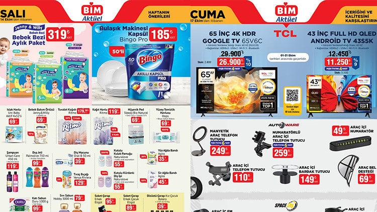 YAYIMLANDI! BİM 14-17 EKİM KATALOĞU 2025 🛒📌- İNDİRİMLİ ÜRÜNLER AFİŞİ || Bim’de bu hafta neler var? Bim aktüel broşürü H;ndiba Kahvesi, X Şarjlı Süpürge 5.490 TL, Araç İçi Telefon Tutucu 110 TL, Eğitici Köpekçik 1.290 TL’den raflara geliyor!