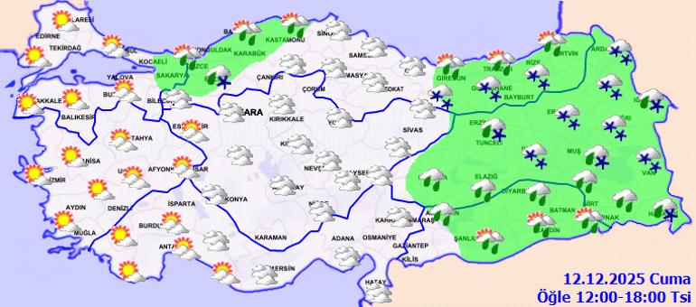 Bölgelere Göre 12 Aralık Hava Tahminleri
