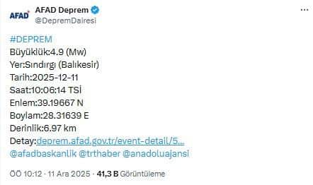 AFAD ve Bakanlık Açıklamaları