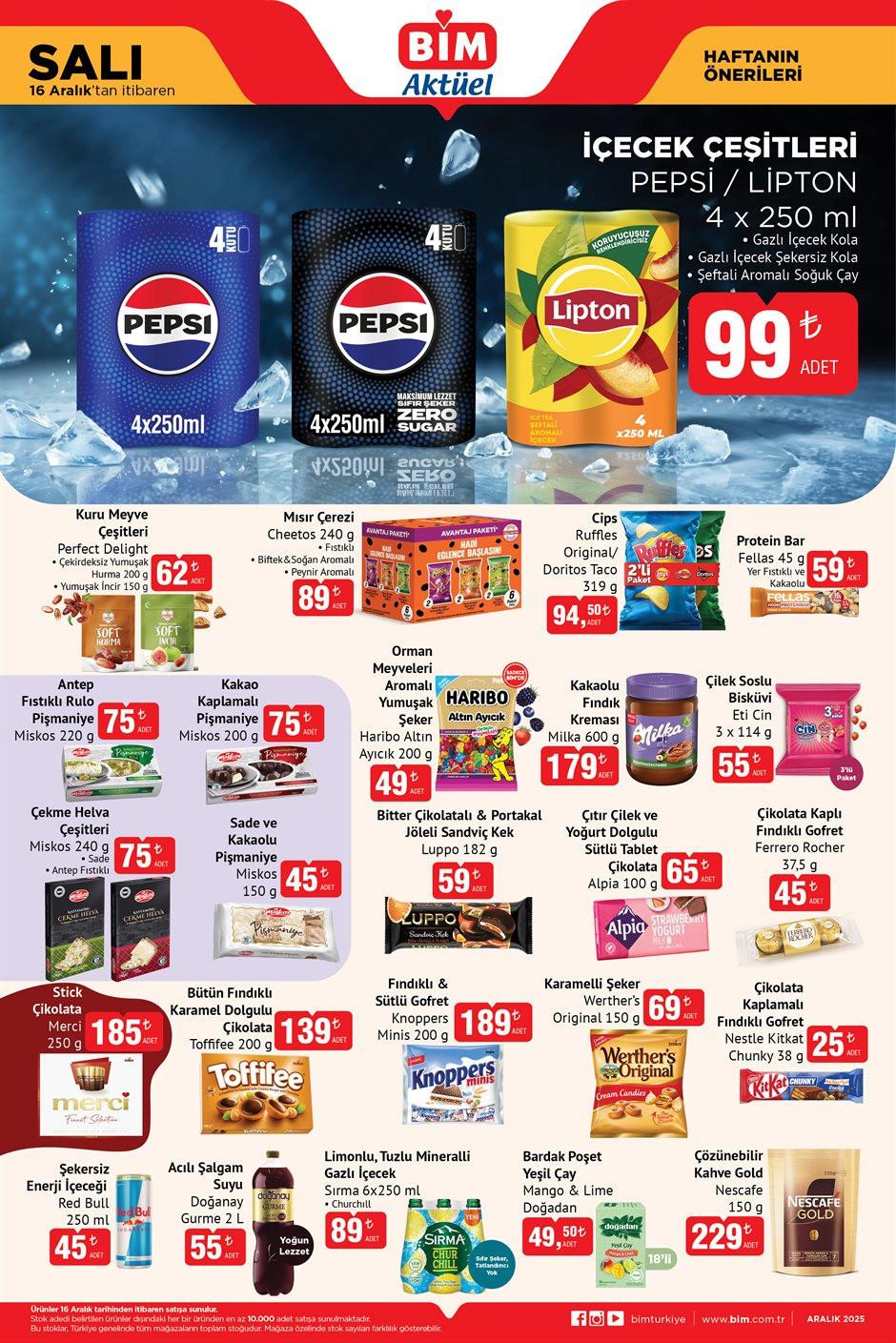 16 Aralık 2025 BİM Aktüel Gıda ve Temizlik Ürünleri