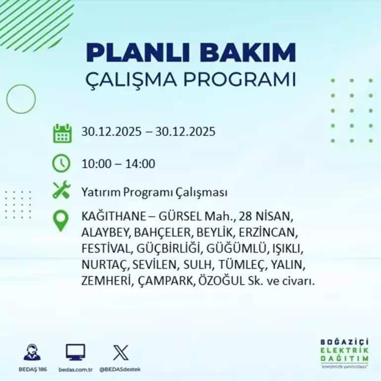 İstanbul'da 30 Aralık 2025 Elektrik Kesintisi Listesi ve Güncel Duyurular