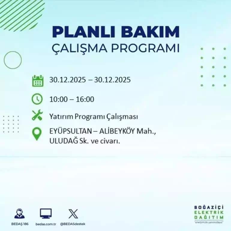 İstanbul'da 30 Aralık 2025 Elektrik Kesintisi Listesi ve Güncel Duyurular