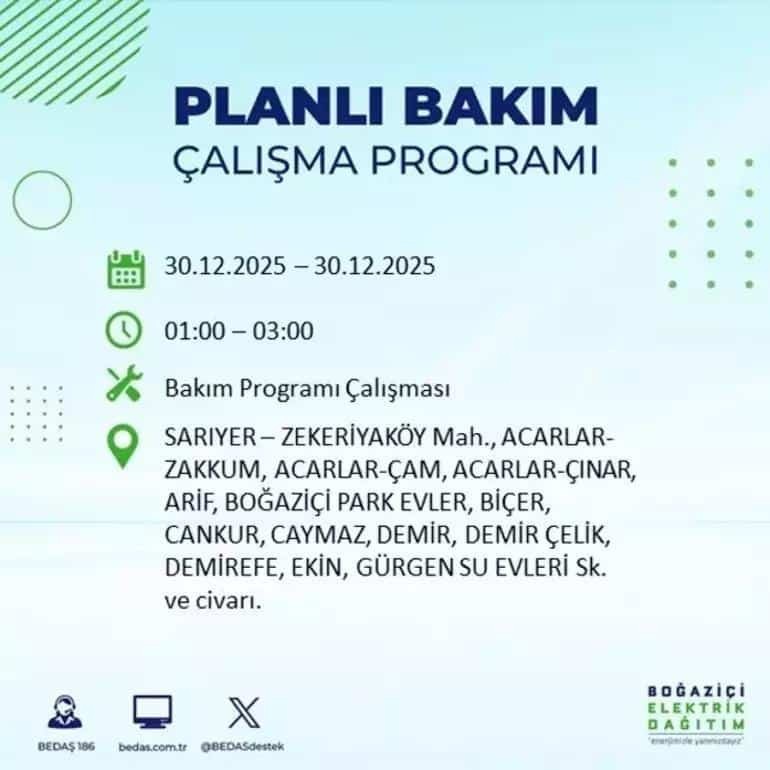 İstanbul'da 30 Aralık 2025 Elektrik Kesintisi Listesi ve Güncel Duyurular