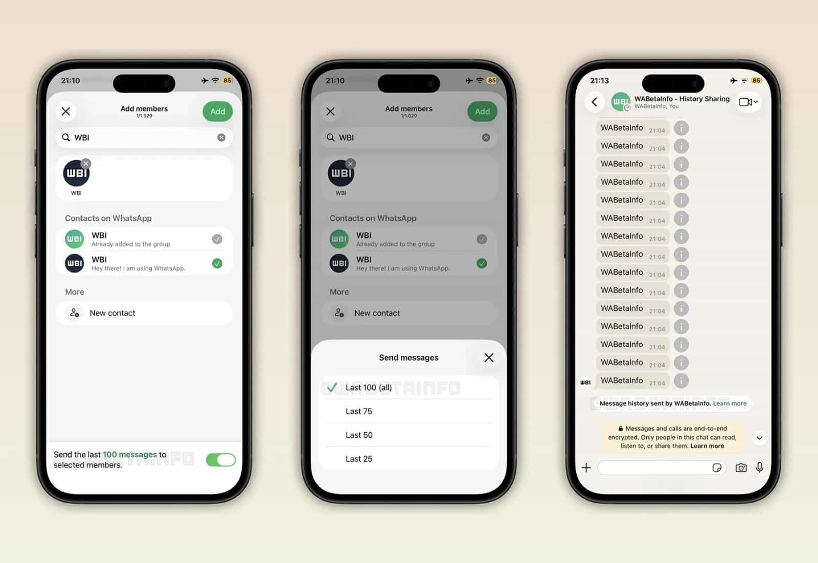 WhatsApp, grup sohbetlerinde mesaj geçmişi paylaşım özelliğini test ediyor