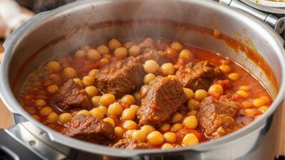 Düdüklü tencerede yapılan etli nohut tarifiyle yumuşacık et ve lezzetli