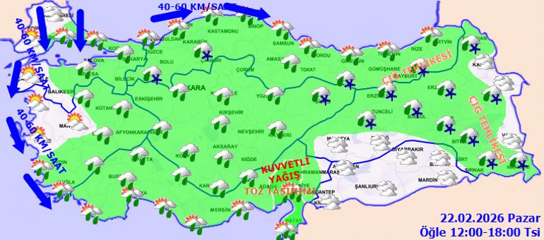 Bölgelere Göre Hava Durumu (22 Şubat)