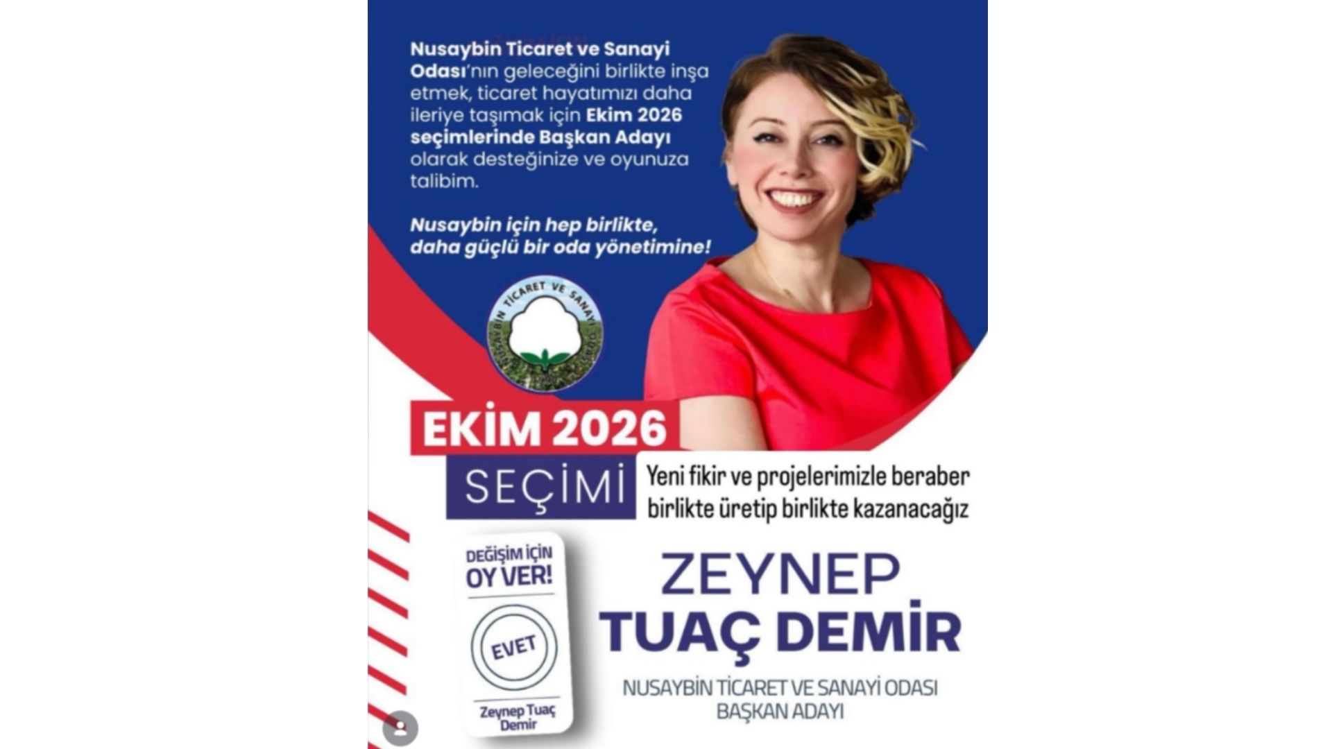 Sigorta Acentesi Zeynep Tuaç Demir, Nusaybin TSO Başkan Adaylığını Açıkladı