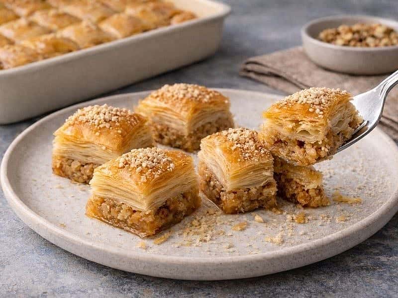 Evde çıtır çıtır bademli ev baklavası yapımı için malzemeler, püf