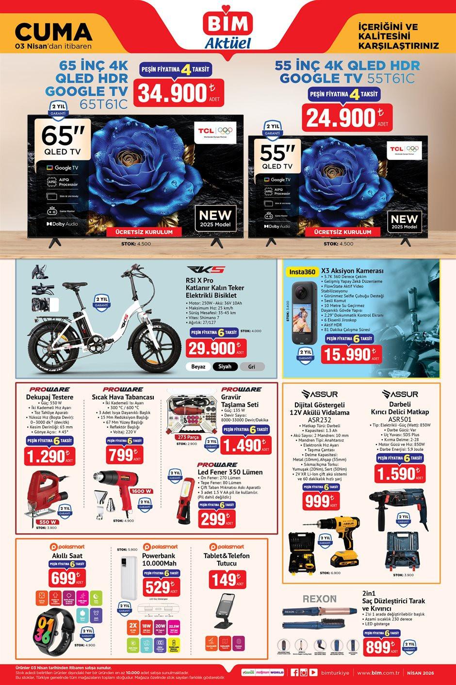BİM Aktüel 3 Nisan 2026 Elektronik ve Ev Ürünleri