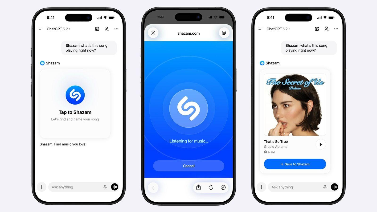 Shazam, ChatGPT Uygulamasına Entegre Edildi