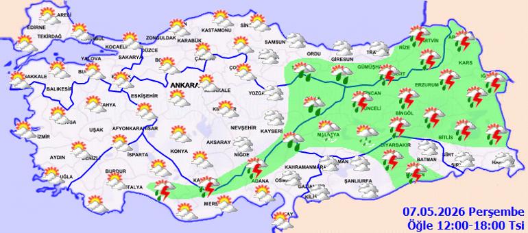 7 Mayıs bölgelere göre hava durumu
