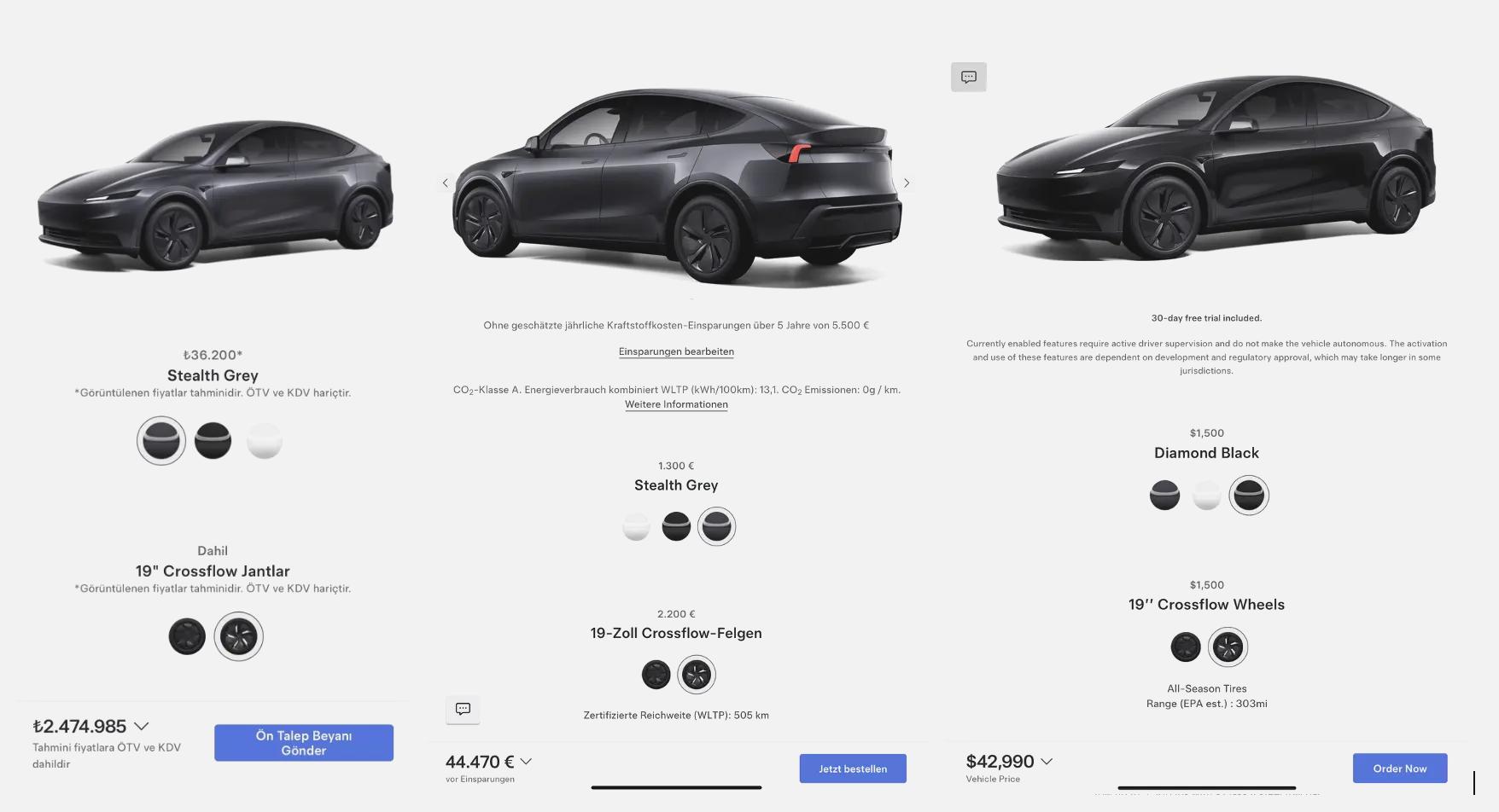 Tesla Model Y Türkiye konfigüratöründeki ücretsiz 19 inç jant seçeneği bir gün içinde kaldırıldı 1 Tesla Model Y Türkiye konfigüratöründeki 19 inç jant seçeneği kaldırıldı