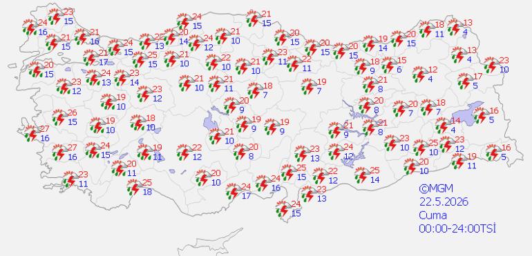 Türkiye genelinde sağanak yağış bekleniyor, İstanbul'da 3 gün yağmur var 3 Türkiye genelinde hava durumu özeti