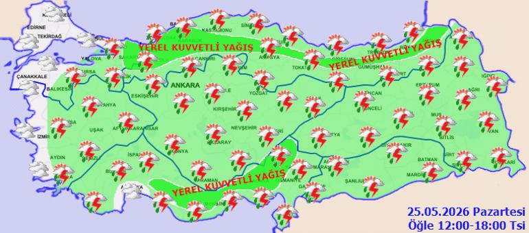 Yarın yurt genelinde sağanak etkili olacak, kuvvetli yağış bazı bölgelerde görülecek 4 Yarın Türkiye genelinde hava durumu