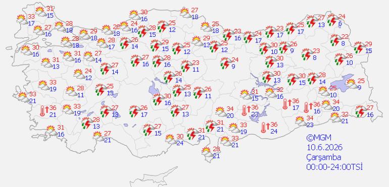 10 Haziran hava durumu: Yarın yurtta sağanak beklenen bölgeler ve il il sıcaklıklar 1 10 Haziran Hava Durumu