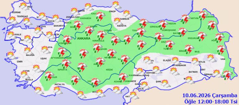 10 Haziran hava durumu: Yarın yurtta sağanak beklenen bölgeler ve il il sıcaklıklar 4 Akdeniz