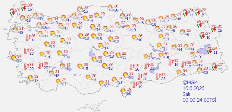 16 Haziran Hava Durumu: Sıcaklıklar Artıyor, Kuzey ve Doğuda Yerel Sağanak Bekleniyor 1 16 Haziran Hava Durumu