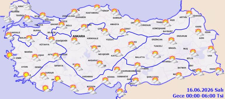 16 Haziran Hava Durumu: Sıcaklıklar Artıyor, Kuzey ve Doğuda Yerel Sağanak Bekleniyor 2 16 Haziran Hava Durumu
