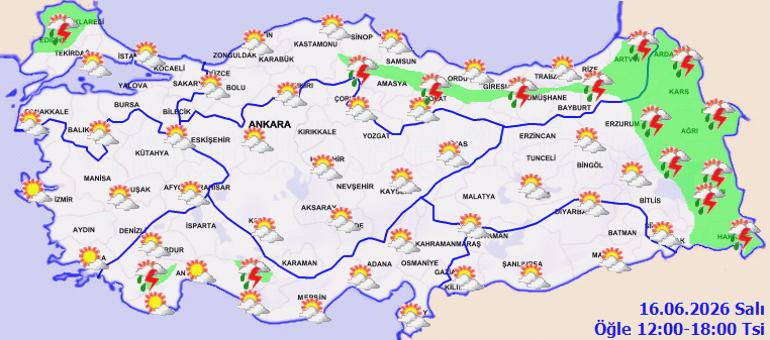 16 Haziran Hava Durumu: Sıcaklıklar Artıyor, Kuzey ve Doğuda Yerel Sağanak Bekleniyor 4 16 Haziran Hava Durumu
