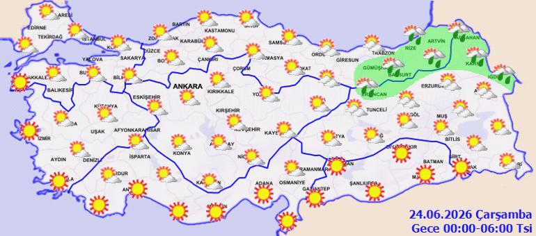 24 Haziran Hava Durumu: İç ve Doğu Kesimlerde Yağış, Diğer Bölgelerde Açık 2 24 Haziran Hava Durumu