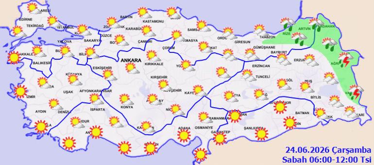 24 Haziran Hava Durumu: İç ve Doğu Kesimlerde Yağış, Diğer Bölgelerde Açık 3 24 Haziran Hava Durumu