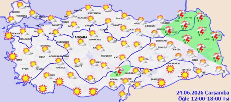 24 Haziran Hava Durumu: İç ve Doğu Kesimlerde Yağış, Diğer Bölgelerde Açık 4 24 Haziran Hava Durumu