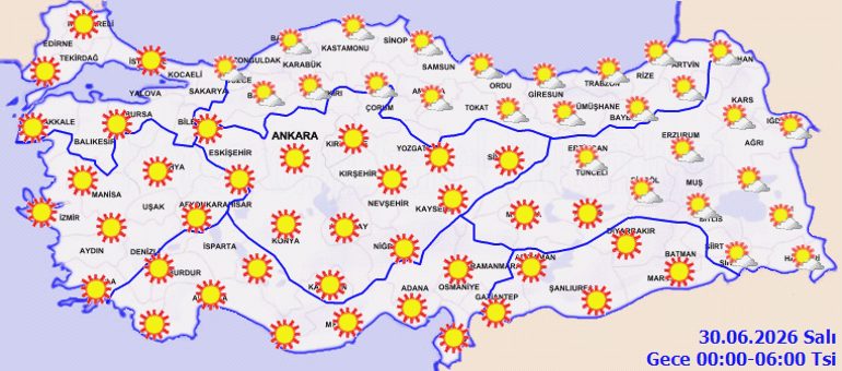 30 Haziran Türkiye Hava Durumu ve Kuvvetli Rüzgar Uyarısı