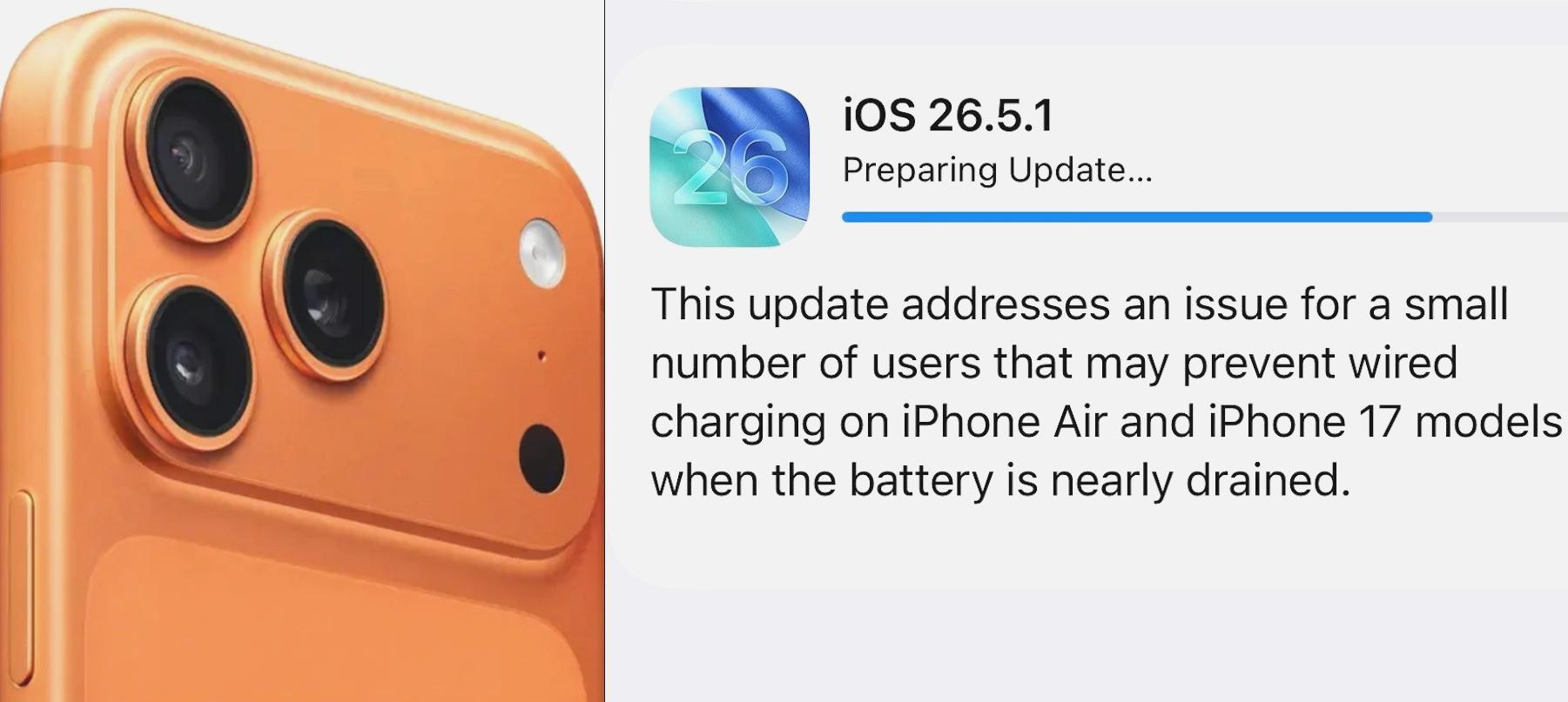 iOS 26.5.1, iPhone 17 ve iPhone Air modellerindeki kablolu şarj sorununu gideriyor
