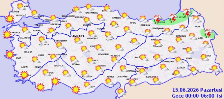 Türkiye genelinde hava durumu, kuvvetli yağış uyarıları ve bölgelere göre 15 Haziran tahminleri 2 Türkiye genelinde hava durumu ve uyarılar