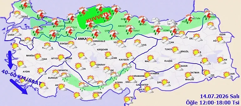 14 Temmuz Türkiye hava durumu ve bölgelere göre yağış tahmini