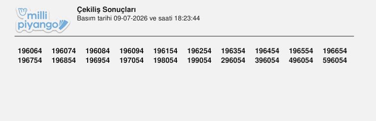 9 Temmuz 2026 Milli Piyango Sonuçları ve Bilet Sorgulama 4 Bilet Sorgulama