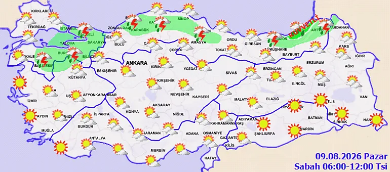 Son dakika hava durumu tahminleri il il | Yarın (9 Ağustos) hava nasıl olacak? Pazar günü İstanbul'da yağmur var mı? Meteoroloji'den İstanbul ve birçok ile uyarı! 4 son dakika hava durumu tahminleri il il yarin 9 agustos hava nasil olacak