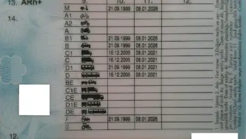 Türkiye'de kullanılan sürücü belgesinin 2016 tarihli arka yüz örneği; 2026 kayıp ehliyet yenileme rehberi fotoğrafı