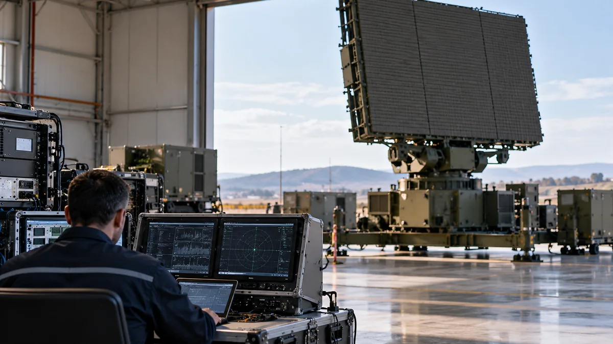 Modern radar sistemi ve kontrol konsolu, ASELSAN yeni nesil hava ve füze savunma sistemi sözleşmesi için temsili görsel