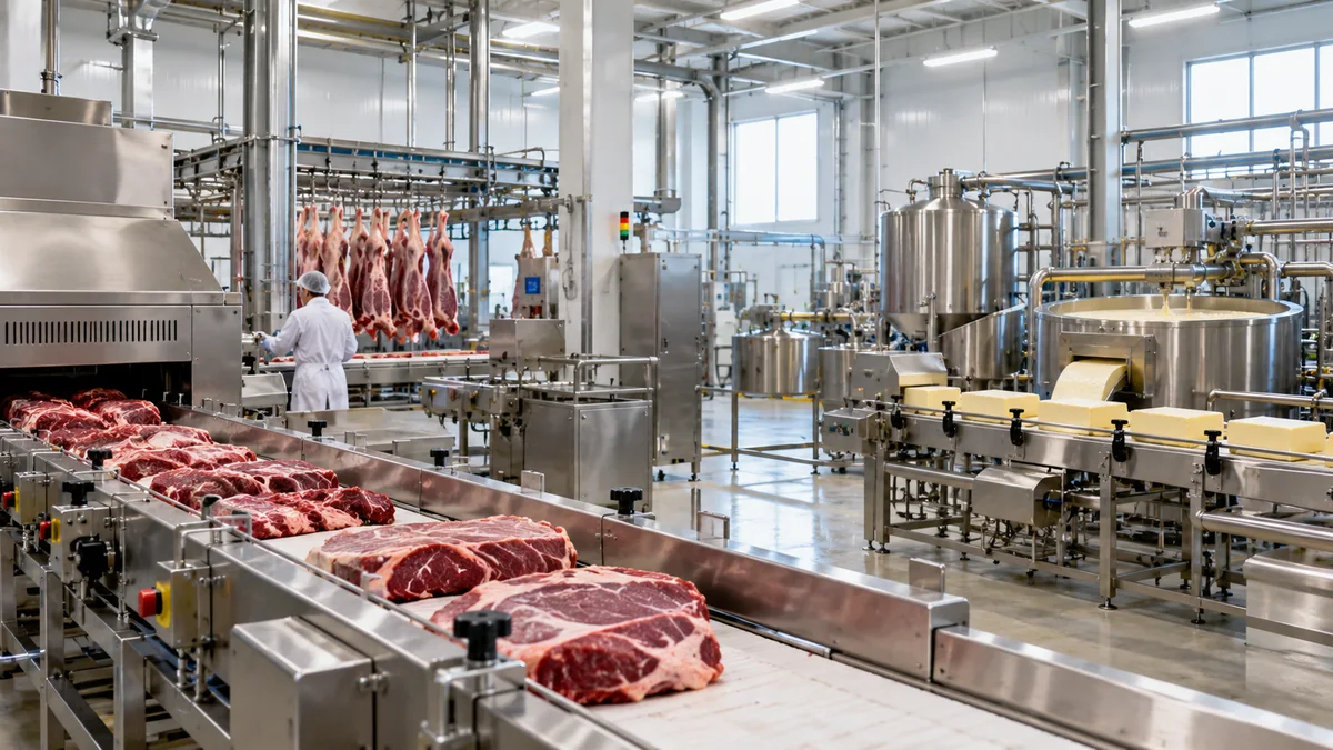 Endüstriyel kırmızı et işleme hattı ve tereyağı üretimi ekipmanları; Baydöner yatırım haberi için temsili görsel