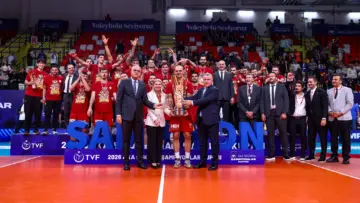 2026 Erkekler AXA Sigorta Şampiyonlar Kupası şampiyonu Galatasaray Madeş Mobilya'nın kupa töreni
