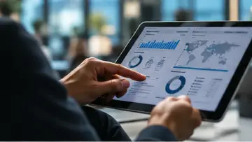 Sigorta sektöründe finansal verilerin incelendiği tablet ekranı
