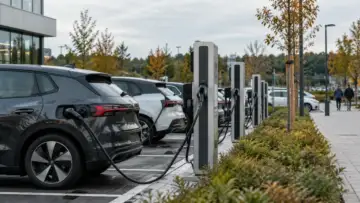 Elektrikli araçların bağlı olduğu şarj istasyonları; Zorlu Enerji Electrip Global pay satışı için temsili görsel