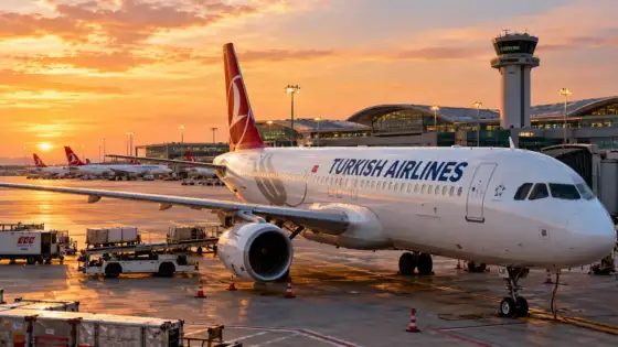 Yolcu uçağı, terminal ve yer hizmetlerini gösteren temsili havalimanı sahnesi, TAV Havalimanları 9 aylık sonuçları haberi