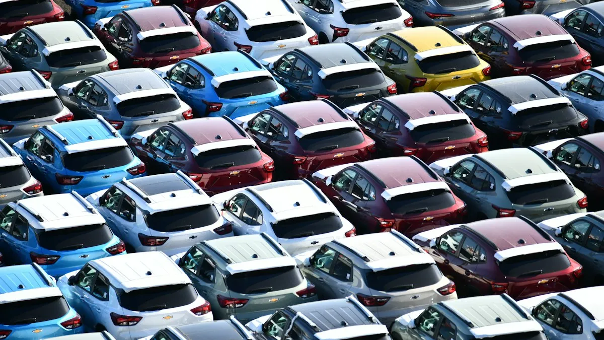 Otomobil parkinda siralar halinde bulunan araclar, Yeni Zelanda'da motor sigortasi sektoru temsili gorseli