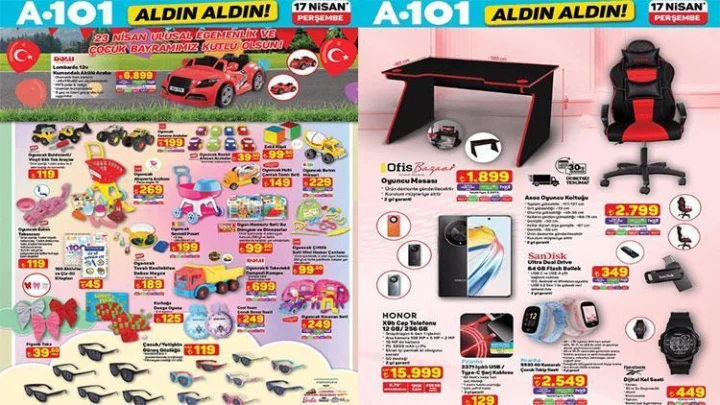 17 NİSAN A101 KATALOĞU İNDİRİMLERİ 2025 || A101 aktüel broşürü ile Perşembe hangi ürünler geliyor, neler var? Oyuncu koltuğu, elektrikli bisiklet, gölgelikli salıncak A101’e geliyor!