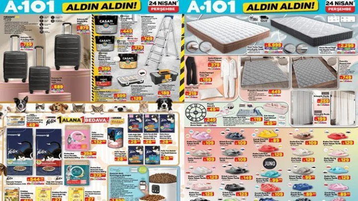 A101 YENİ İNDİRİM KATALOĞU 24 NİSAN 2025 || A101 aktüel kataloğu ile bu hafta neler var? A101 aktüel broşürü şarjlı su pompası, dik süpürge, yatak çeşitleri getiriyor
